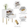 Aienvey Nightstand,Fluted Bedside Table with Gold Frame,White Nightstand,Bedside Furniture, Modern