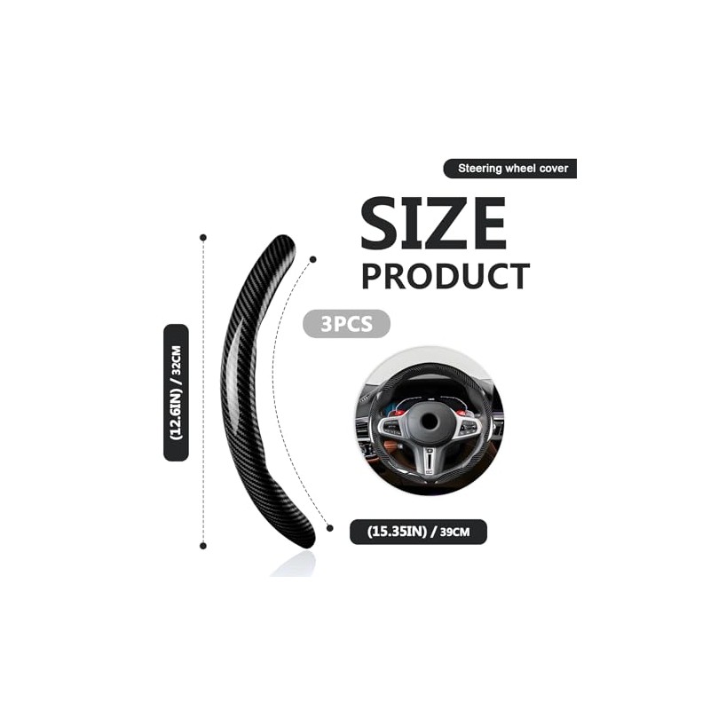 3pcs Universal Carbon Fiber Steering Wheel Cover - Anti-Slip &