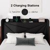 Feonase Full Size Bed Frame with Charging Station, Upholstered Platform