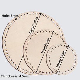 INLAZTIM Pack of 6 Basket Base for Crocheting, Wooden Floor, Crochet Bag Base, Crochet Basket Base for Crochet Basket, Oval and Round Base for DIY Basket Weaving, Supplies Crafts (Thickened)