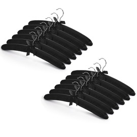 Jetec 12 Pieces Satin Padded Hangers Satin Hangers with Anti-Rust Swiveling Shoulder Hook for Hanging Dresses, Sweaters, Suits and More (Black)