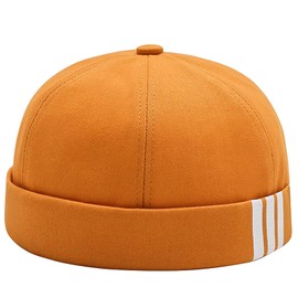 Rumnoke Brimless Cap Sailor Docker Beanie Caps Rolled Cuff Street Hat of Women Men Yellow