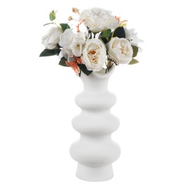 VanEnjoy Boho Vase Modern Vase Unique Flower Vase for Pampas Grass Aesthetic Vase Decorative Matte White Vase, Ivory Ceramic Vase for Home Décor - 8.67 inch