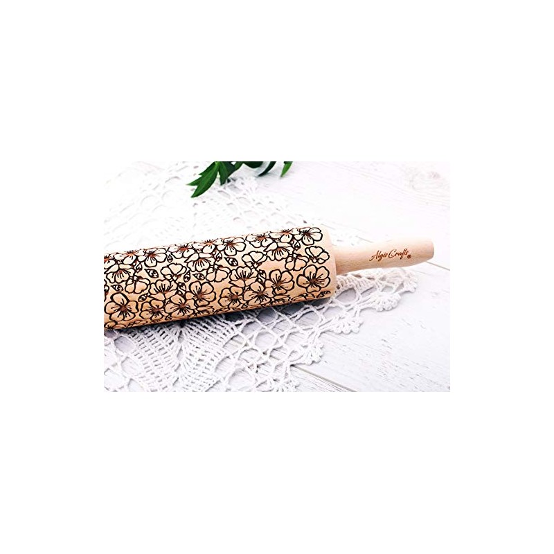 Algis Crafts Camomile Rolling Pin for Homemade Pastry Rolling Pin