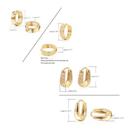 Krstudent 4 Pairs Gold Hoop Earrings Pack 18K Gold Plated Small Hypoallergenic Hoop Huggie Earrings Set for Women Girls