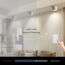 Marknice LED Dimmable Ceiling Spotlight Aluminum White 4.72" Cylinder Spot Light Indoor Modern Minimalist Focus Accent Down Light for Cylinder Hallway Kitchen Foyer CRI 98 12W 3000K