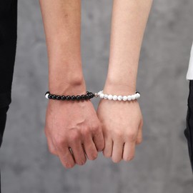 COAI Couples Mutual Attraction Distance Magnetic Howlite Tourmaline Stone Bracelets for Couples