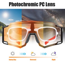 URBZUE Photochromic Cycling Glasses Men Women Photochromic Road Bike Sports Glasses TR90 Frame Running Glasses Sunglasses UV 400 Protection Sunglasses Quick Glasses Rave for Bike, MTB, Fishing and