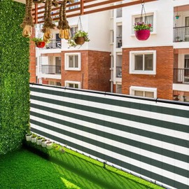 Goleray 3'x47' Privacy Screen Balcony Covers for Apartments Patio Fence Panels for Railing, UV Protection Outdoor Temporary Fencing for Deck Porch Garden, Green White
