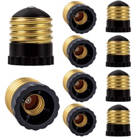 DiCUNO UL Listed E26 to E12 Socket Adapter Black, Standard (Medium) E26 Base to Candelabra E12 Base Light Socket Converter, Bulb Adapter, 10 Pack