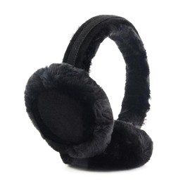 GNEGNI LIFE Winter Earmuffs for Women Fax Fur Fluffy Plush Earmuff Warm Earwarmer Furry Ear Covers for Skiing Skating Hiking (Dark Black)