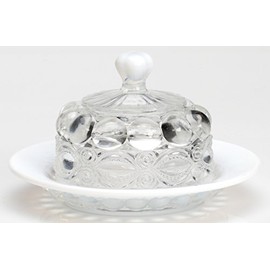 Butterdish - Eyewinker "Eye Winker" - American Made - Mosser Glass USA (French Opalescent)