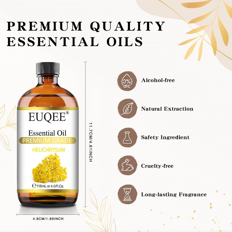 EUQEE Helichrysum Essential Oil 4 oz/118 ml Large Bottle Premium