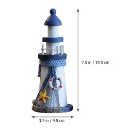 Work Desk Decor Wooden Lighthouse Decor 19cm Nautical Lighthouse Figurine with Fishnet and Life Ring Beach Coastal Table Centerpiece for Office Home Childrens Room Decor