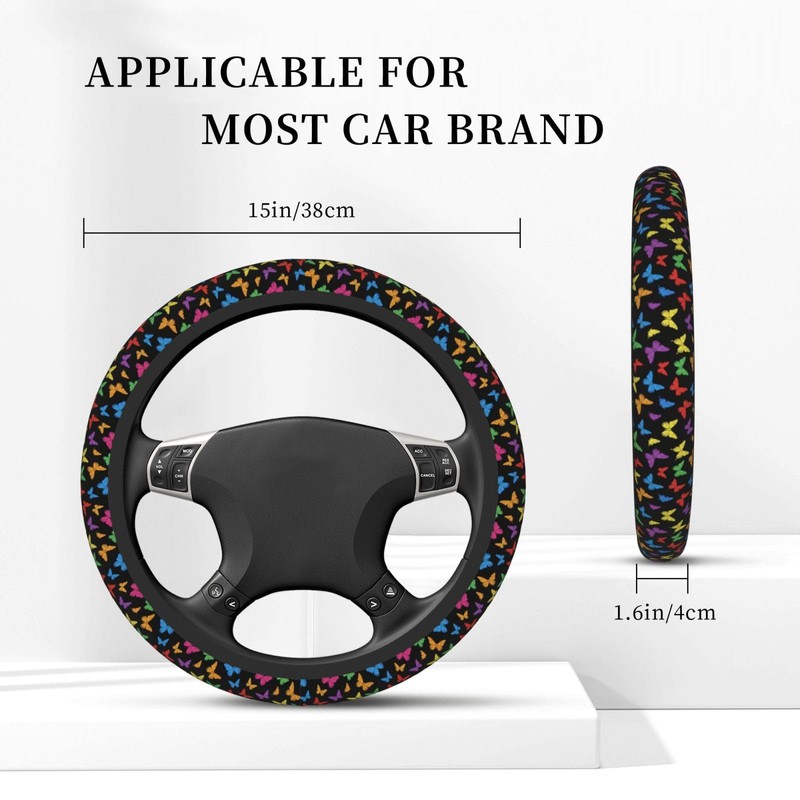 Colorful Butterfly Print Steering Wheel Cover