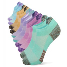 Henwarry Women's 10 Pairs Athletic Running Low Cut Socks Thin Cotton Soft Ankle Tab Socks (US, Numeric, 5, 8, Regular, Regular, A07-multicolor)