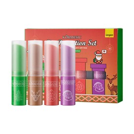 Christmas Lip Balm Gifts Set - 4PCS Lip Balm Set For Teenage Girl Gifts - Lip Balms Multipack - Lip Balms for Chapped Cracked Dry Lip - Lip Balm Gift Set - Aloe Vera, Coconut, Strawberry, Grape