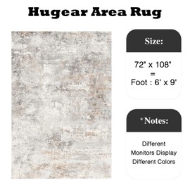 HUGEAR 6x9 Washable Rugs Large Area Rug Indoor Accent Rug Abstract Non Slip Low Pile Carpet Distressed Throw Aesthetic Rug for Bedroom Living Room Office Dining Room Kitchen