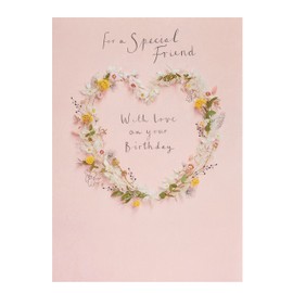 UK Greetings Birthday Card For Her/Female/Friend With Envelope - Floral Heart Design