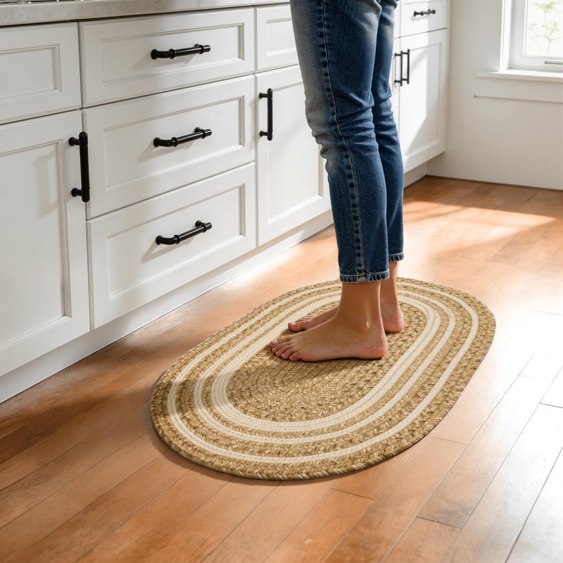 RCTJHOME 2x3 Oval Braided Entryway Rug Natural Color Farmhouse Kitchen
