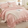 Andency Blush California King Comforter Set(104x96Inch), 3 Pieces Farmhouse Shabby