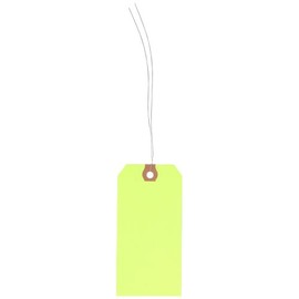 Aviditi G12053A 13 Point Cardstock Pre Wired Shipping Tag, 4-3/4" Length x 2-3/8" Width, Fluorescent Yellow (Case of 1000)