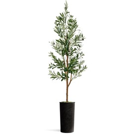Artificial Tree in Optional Designed Pot, Fake Olive Silk Tree for Indoor and Outdoor Home Decoration - 68" Overall Tall (Plant Pot Plus Tree)