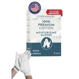 1 Pair Cottonnerie Cotton Gloves for Dry Hands Sleeping, Moisturizing Gloves Overnight, Hand Moisturizer Gloves, Moisture Gloves for Dry Hands Overnight, Sleeping Gloves, Eczema Gloves, Medium