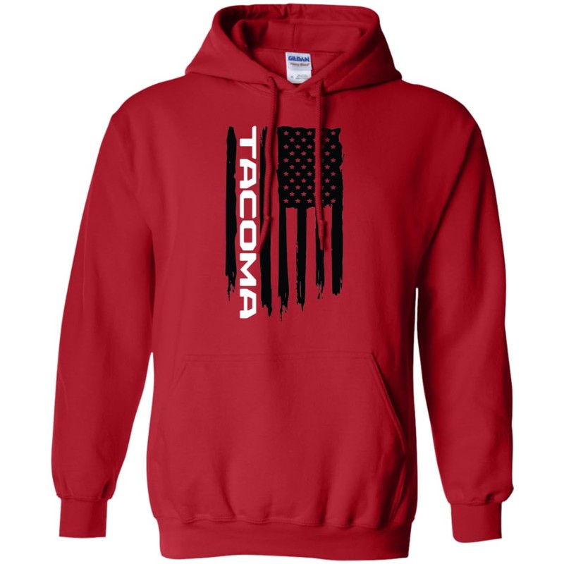 Wheel Spin Addict Tacoma American Flag Pullover Hoodie Dark Heather/L