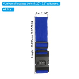PATIKIL Luggage Straps, 4 Pack Suitcase Straps Adjustable Luggage Belts Strap with Combination Lock TSA Approved for Luggage Suitcases Travel, Dark Blue