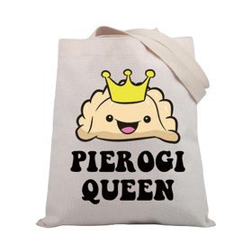 PLITI Pierogi Queen Tote Bag - Reusable Grocery Bag - Pierogi Themed Gift - Unisex Adults - Medium - Canvas - Pierogi Queen Tgu