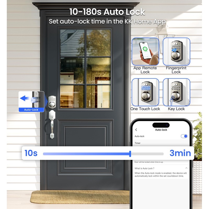 Veise VE012W Built-in WiFi Fingerprint Smart Lock, App Remote Control,
