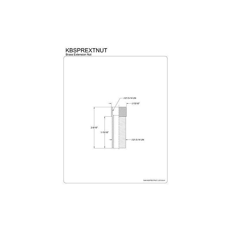 Kingston Brass KBSPREXTNUT Adapter - Brass Extension Nut for KBSPR1,2,3,5,6,8,