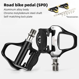 ROCKBROS Road Bike Pedals Lightweight Clipless Bicycle Pedals with Cleats Set Compatible with SPD-SL System - specification: LP-RD2BK