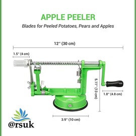 Arsuk Apple Peeler - 3 in 1 Fruit Corer Cutter and Peeling Machine for Kitchen - Stainless Steel Apples Peelers & Cutters Tool - Easy to Peel and Spiralizer