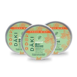 Dki Natural - Desodorante en Crema para Mujer y Hombre (Pack de 3) Proteccin Suave sin Aluminio - Aroma Fresh Mint, Envase Reutilizable de Aluminio,  
