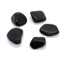 Black Obsidian Small Crystal Tumbled Stones - 5 Pc