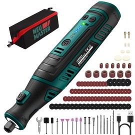 NEU MASTER 8V Cordless Rotary Tool Kit, Power Rotary Tool with 2.0Ah Batttery, 117pcs Accessories, 30000RPM 5-Speeds LED Light, Multi Power Carving Tools for Sanding, Polishing, Drilling, Cutting