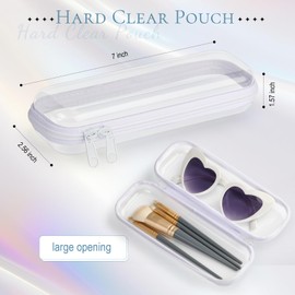 Sanwuta 6 Pcs Clear Hard Zipper Case Hard Plastic Zipper Pouches Makeup Bag Transparent Cases for Snacks Hard Plastic Storage Organizer Portable Box for Travel(White,7.87 x 2.56 x 1.57 Inch)