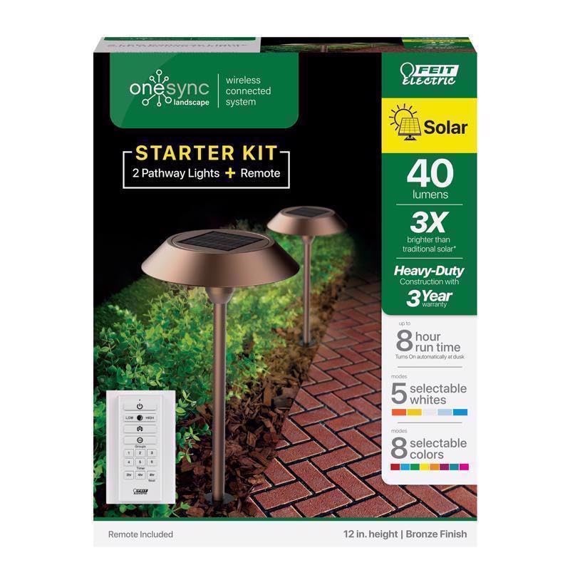 Feit Electric OneSync Bronze Solar Powered 40 W LED Pathway