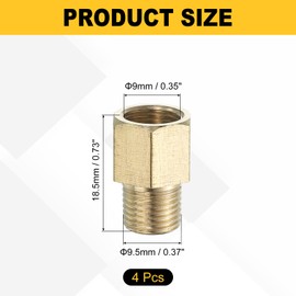 sourcing map Brass Pipe Fitting, 2Pcs G1/8 Male x G1/8 Female Brass Reducer Adapter Pipe Extension Fittings, Reducer Hex Bushing Threaded Pipe Fitting for Water, Gas, Oil Pipeline Systems