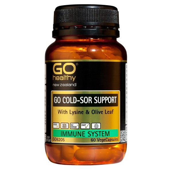 GO Healthy GO Cold-Sor Support with Lysine & Olive Leaf Capsules 60