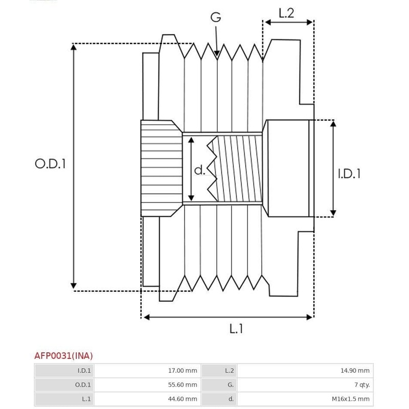 AS-PL AFP0031(INA) Alternator Freewheel Pulleys / Slow Run Alternator Pulleys