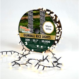 Holiday Bright Lights 500l Gumball Rice Light Reel Green Cord/Warm White-Opaque