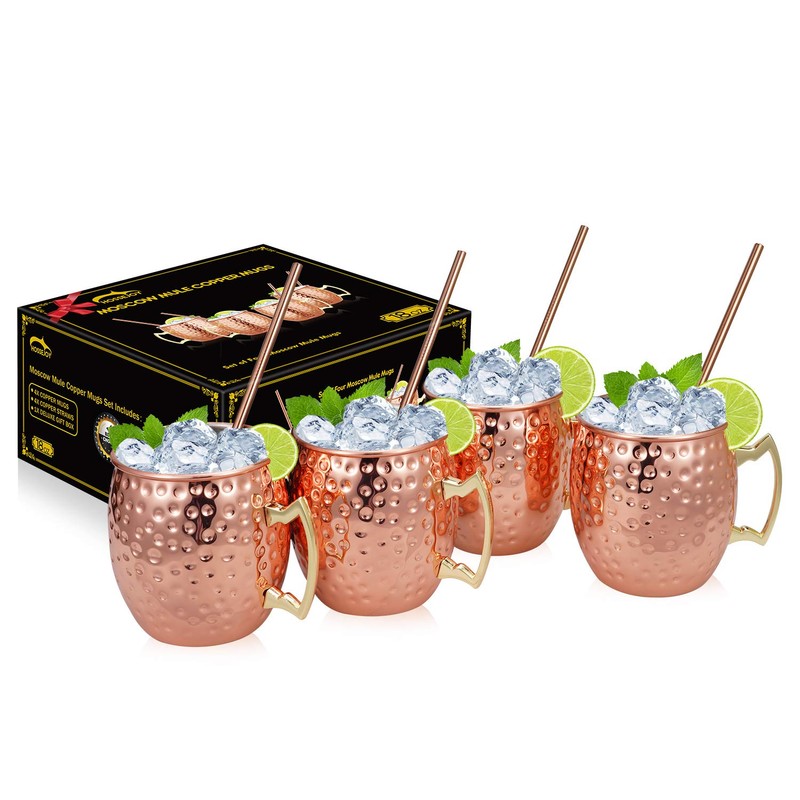 Widousy Moscow Mule Mugs - Set of 4-100% Handcrafted-Pure Solid