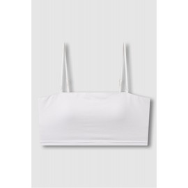 JAJU Women's Cotton Modal Tube Crop Bra_White