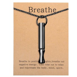 BYVCUI anxiety relief items Mindfulness Breathing Necklace anxiety relief items for women quit smoking meditation accessories Stress Relief Pendant for Women Men (2pc Black)