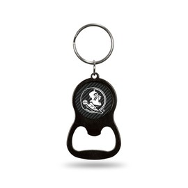 Rico Industries Florida State Seminoles Carbon Fiber Metal Keychain - Beverage Bottle Opener With Key Ring - Pocket Size 1.25" x 3.75"