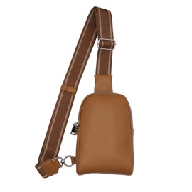 AMPOSSTO Small Sling Bag for Women Mini Chest Bag Fashion Fanny Pack Trendy Crossbody Shoulder Bag Satchel Bag Brown