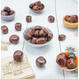 Crocon Mahogany Obsidian Tumbled Stones and Crystals Bulk Natural Crystal Kit for Reiki Healing Crystal Polished, Tumble Stones, Chakra Balancing, Good Luck, Gift, Home Decor Size: 20-25 mm 1LB